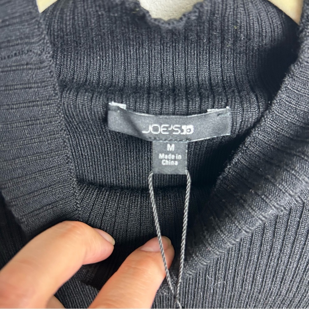 NWT Joe's Jeans Wool blend Riya sweater long-sleeve mock neck jet black size: M - Picture 7 of 12